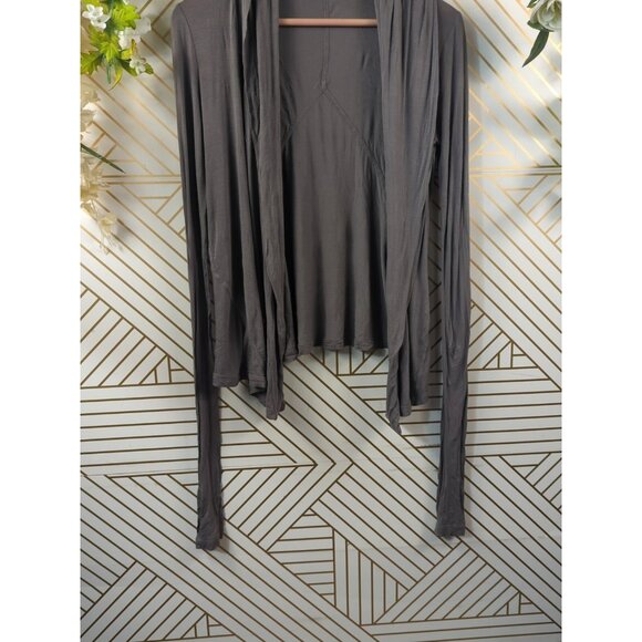 THEORY Women's Thin Cardiagn Open Front Viscose Blend Soft Brown Size P - Picture 7 of 8